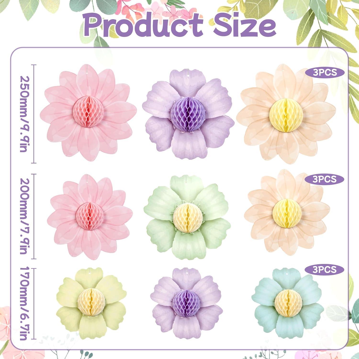 Decoraciones de Fiesta SUNBEAUTY 9 Piezas Flores de Papel 3D