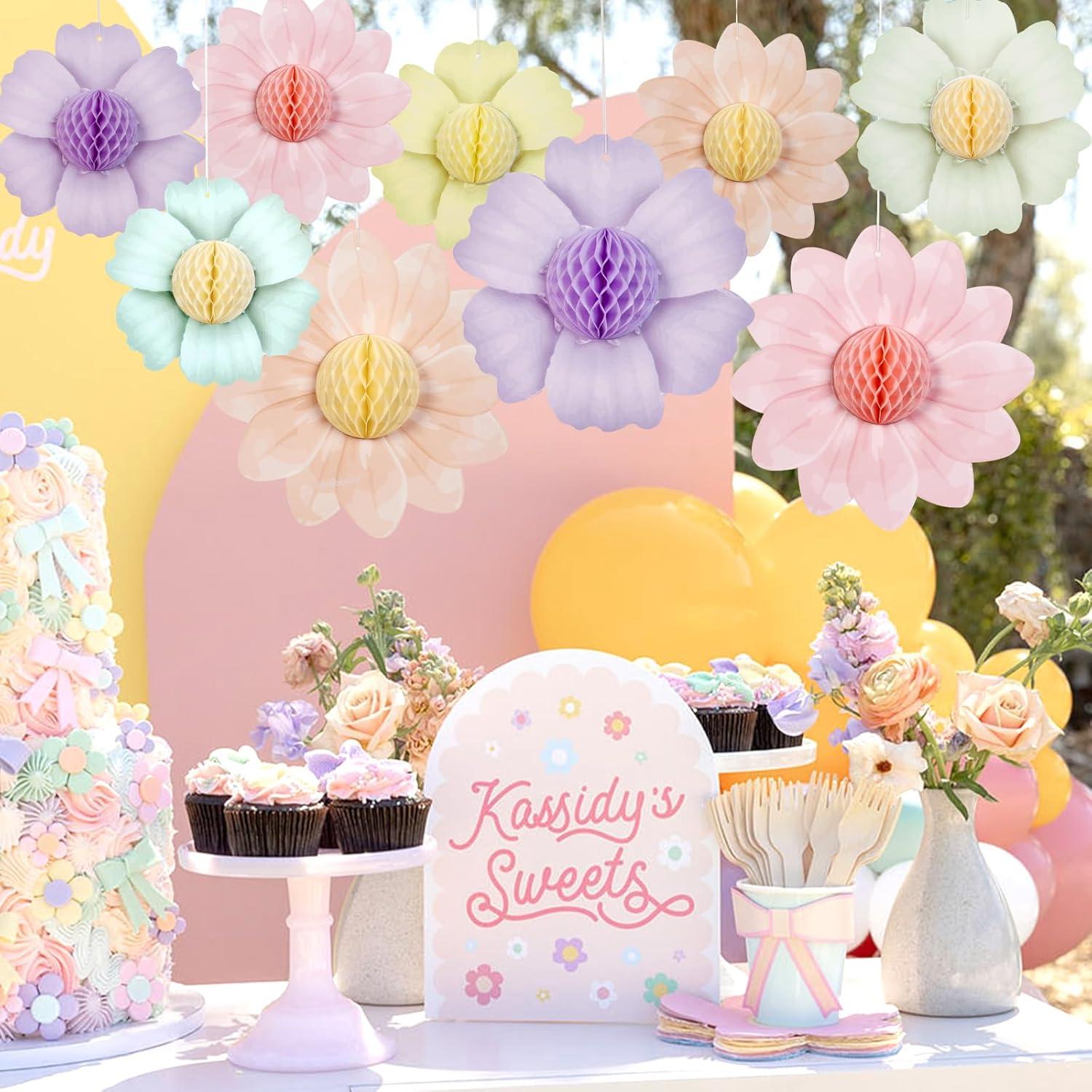 Decoraciones de Fiesta SUNBEAUTY 9 Piezas Flores de Papel 3D