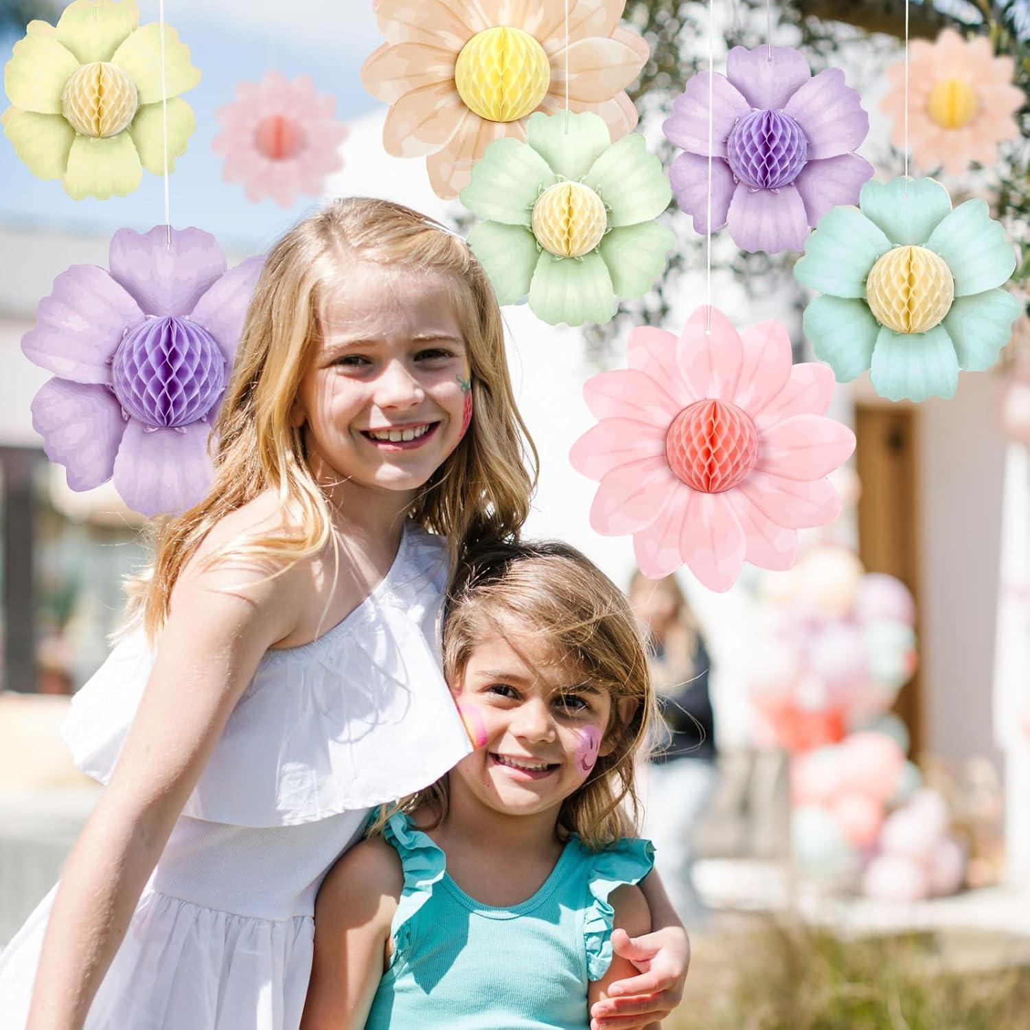 Decoraciones de Fiesta SUNBEAUTY 9 Piezas Flores de Papel 3D