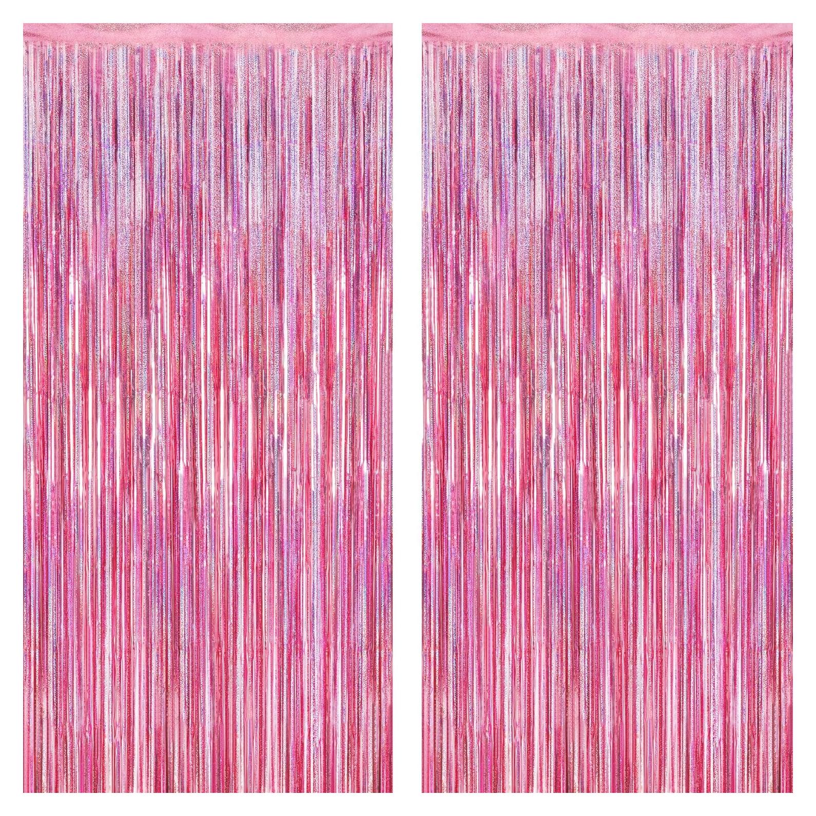 Paquete de 2 Cortinas de Flecos Rosa Brillante ZATAYE 1x2.15m