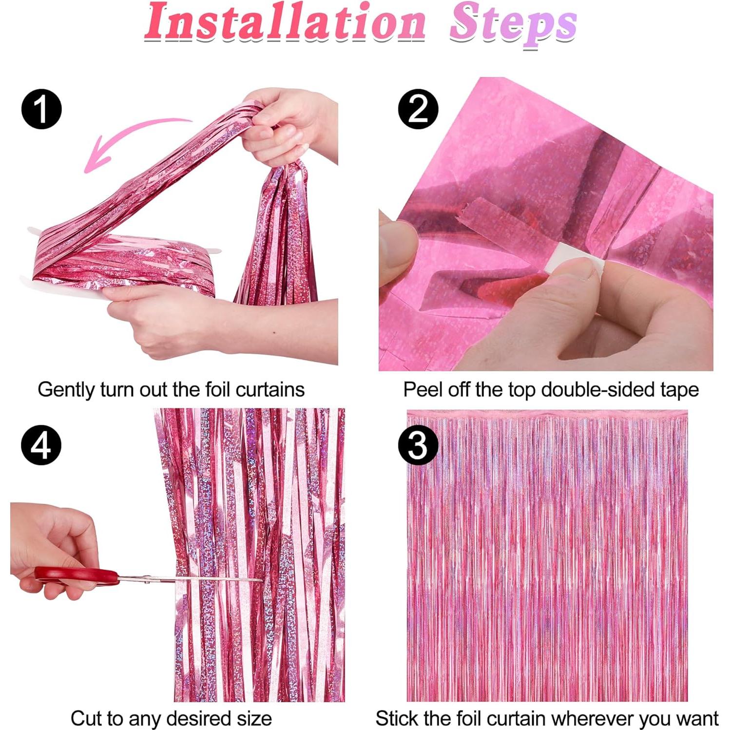 Paquete de 2 Cortinas de Flecos Rosa Brillante ZATAYE 1x2.15m