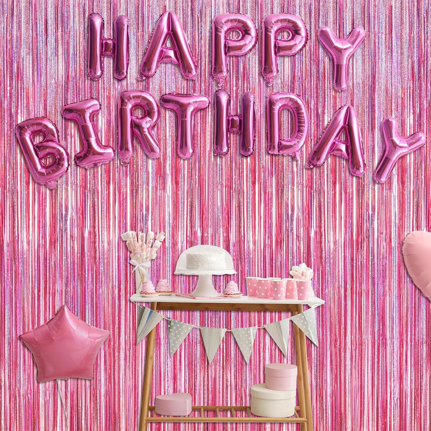 Paquete de 2 Cortinas de Flecos Rosa Brillante ZATAYE 1x2.15m