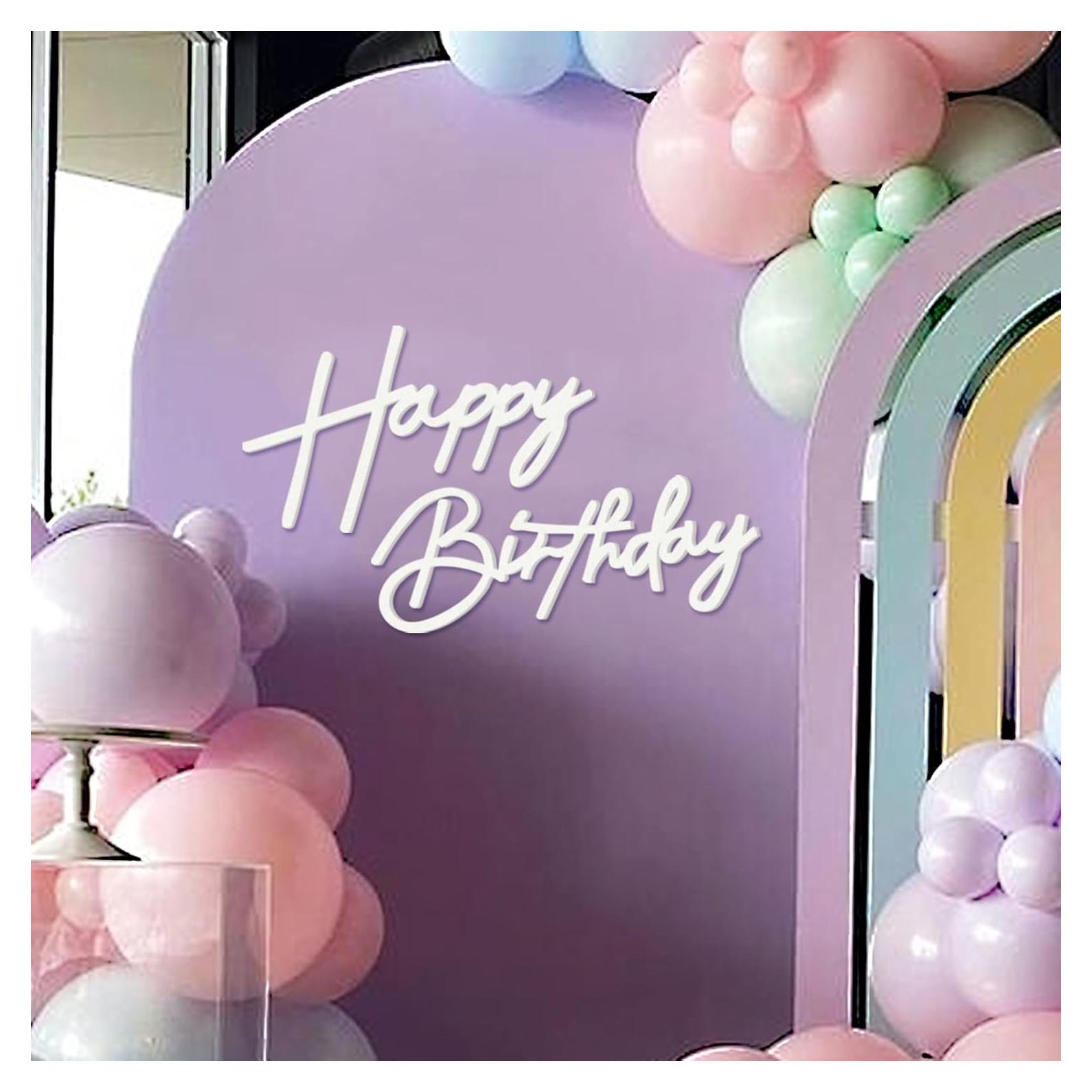 Cartel de Feliz Cumpleaños Fieltro Blanco 55.1x15.2 cm