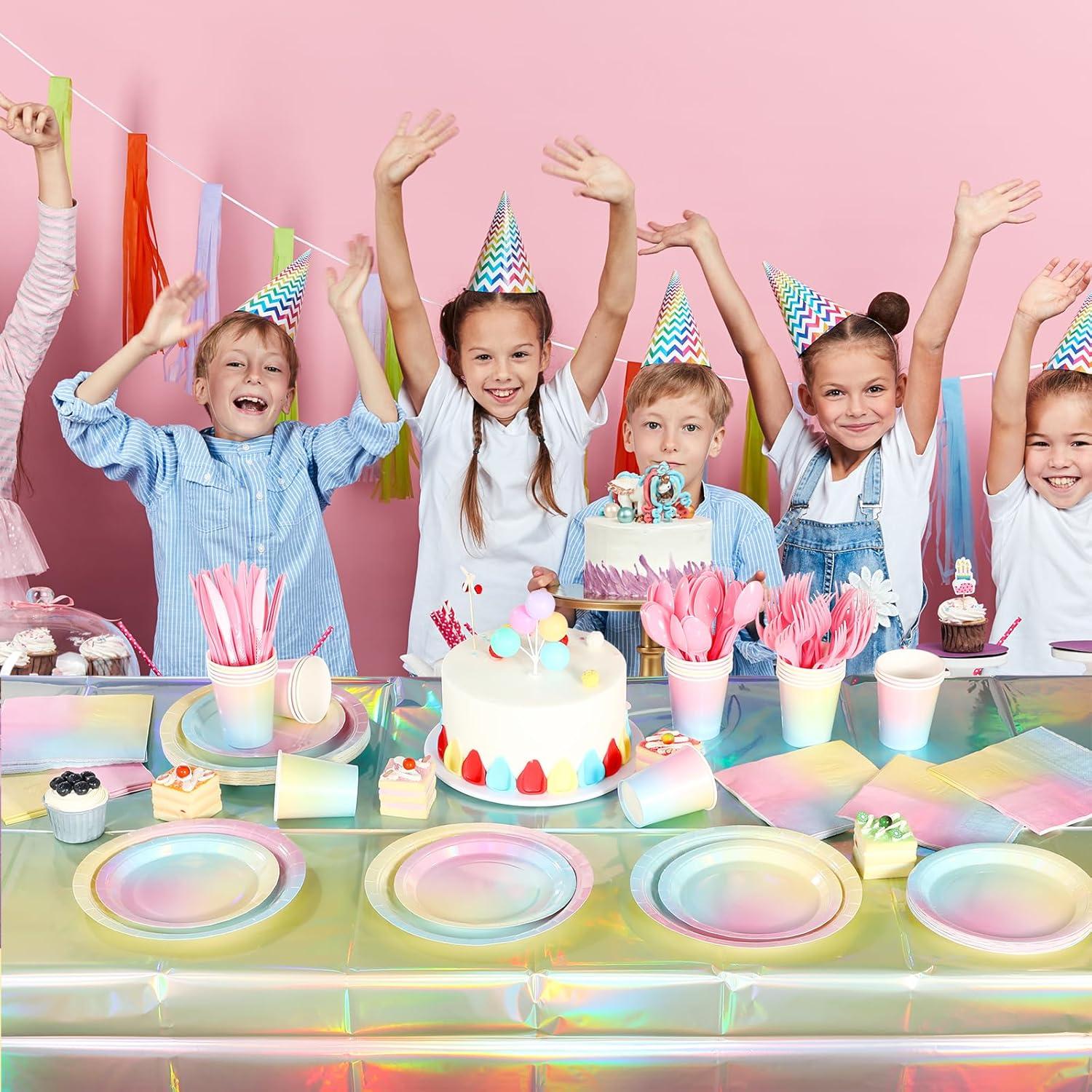 Set de Vajilla Desechable Pastel Iridiscente FunnyPars - 25 Personas