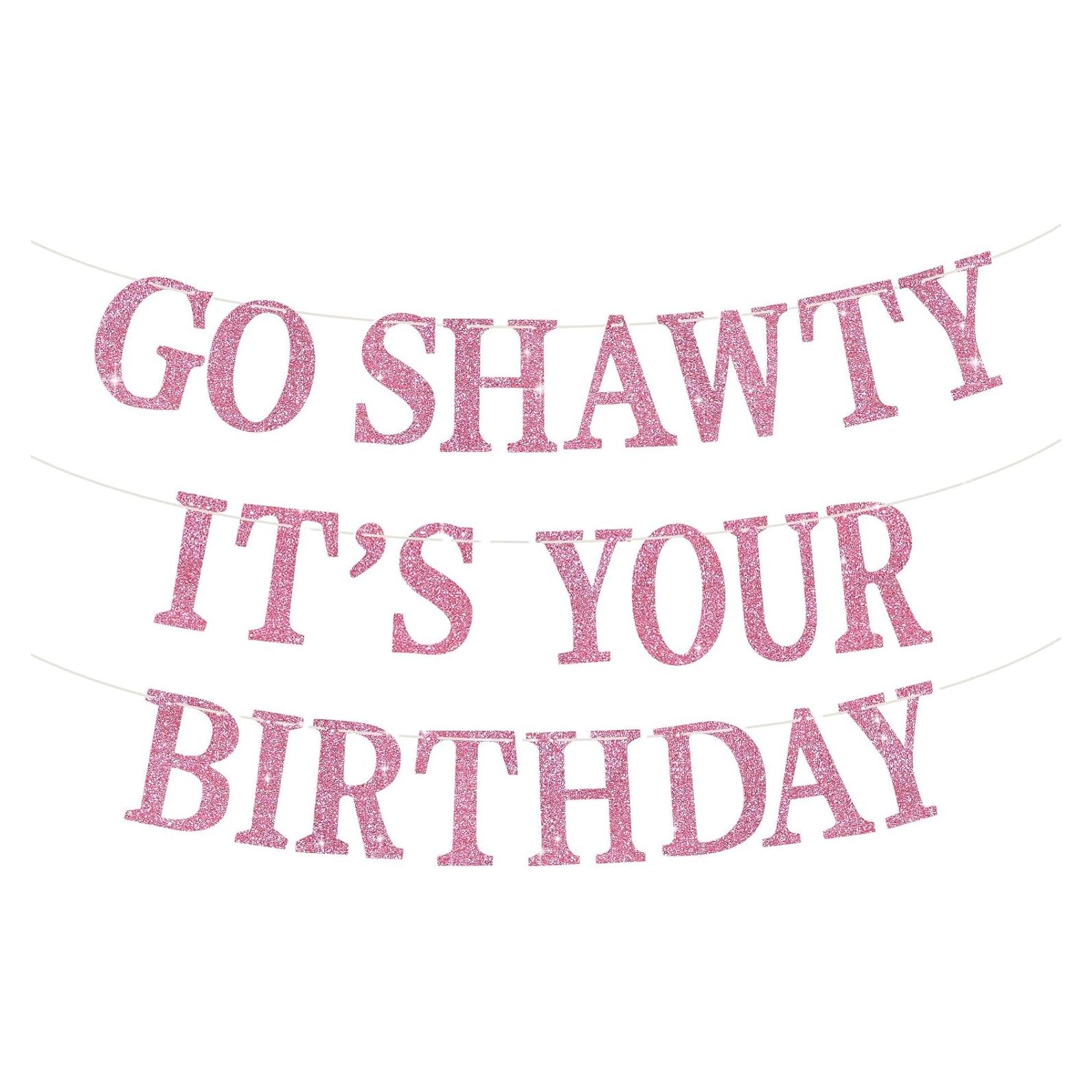 Banner Brillante Feliz Cumpleaños BEISHIDA Rosa Pre-ensamblado