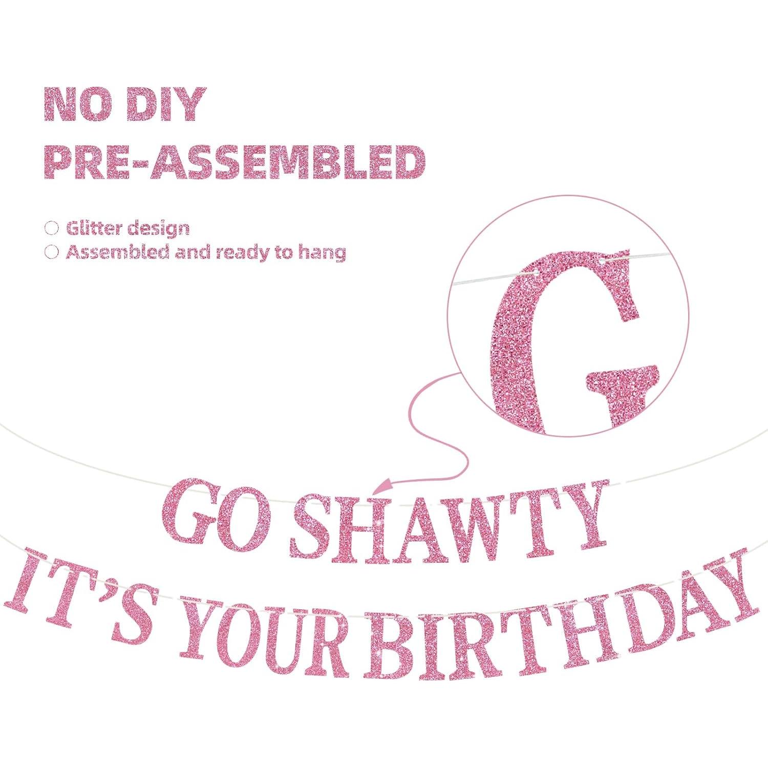 Banner Brillante Feliz Cumpleaños BEISHIDA Rosa Pre-ensamblado