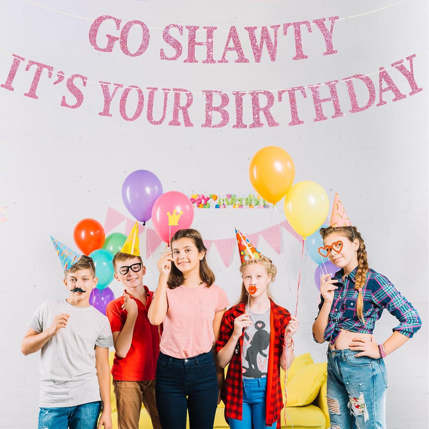 Banner Brillante Feliz Cumpleaños BEISHIDA Rosa Pre-ensamblado