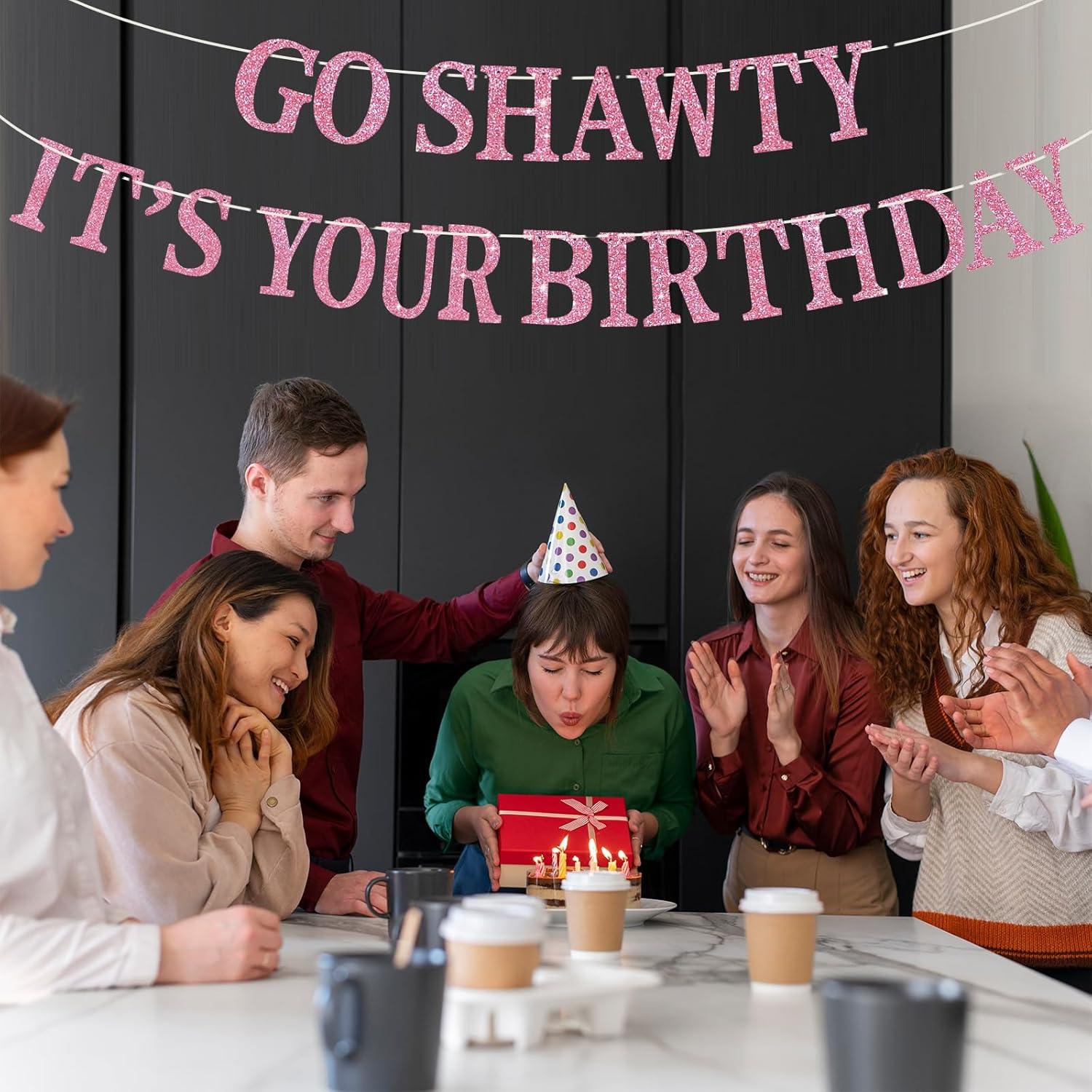 Banner Brillante Feliz Cumpleaños BEISHIDA Rosa Pre-ensamblado