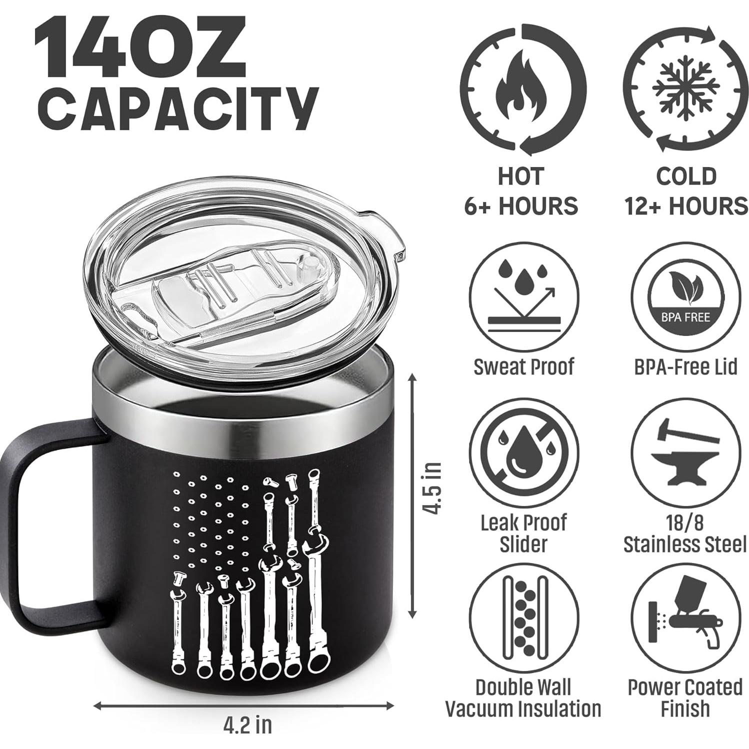 Taza de Acero Inoxidable VIWIS 14 Oz para Hombres - Regalos Día del Padre