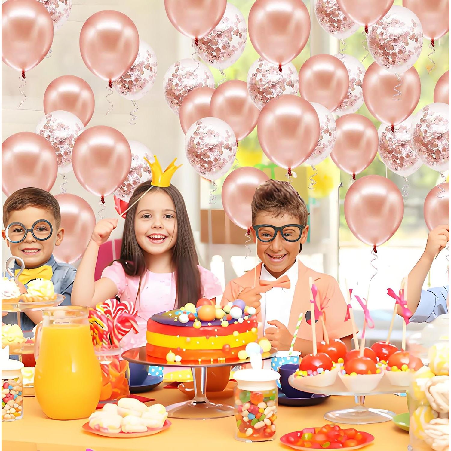 Decoración de Cumpleaños Rosa Dorado Marisylva - Globos y Banner