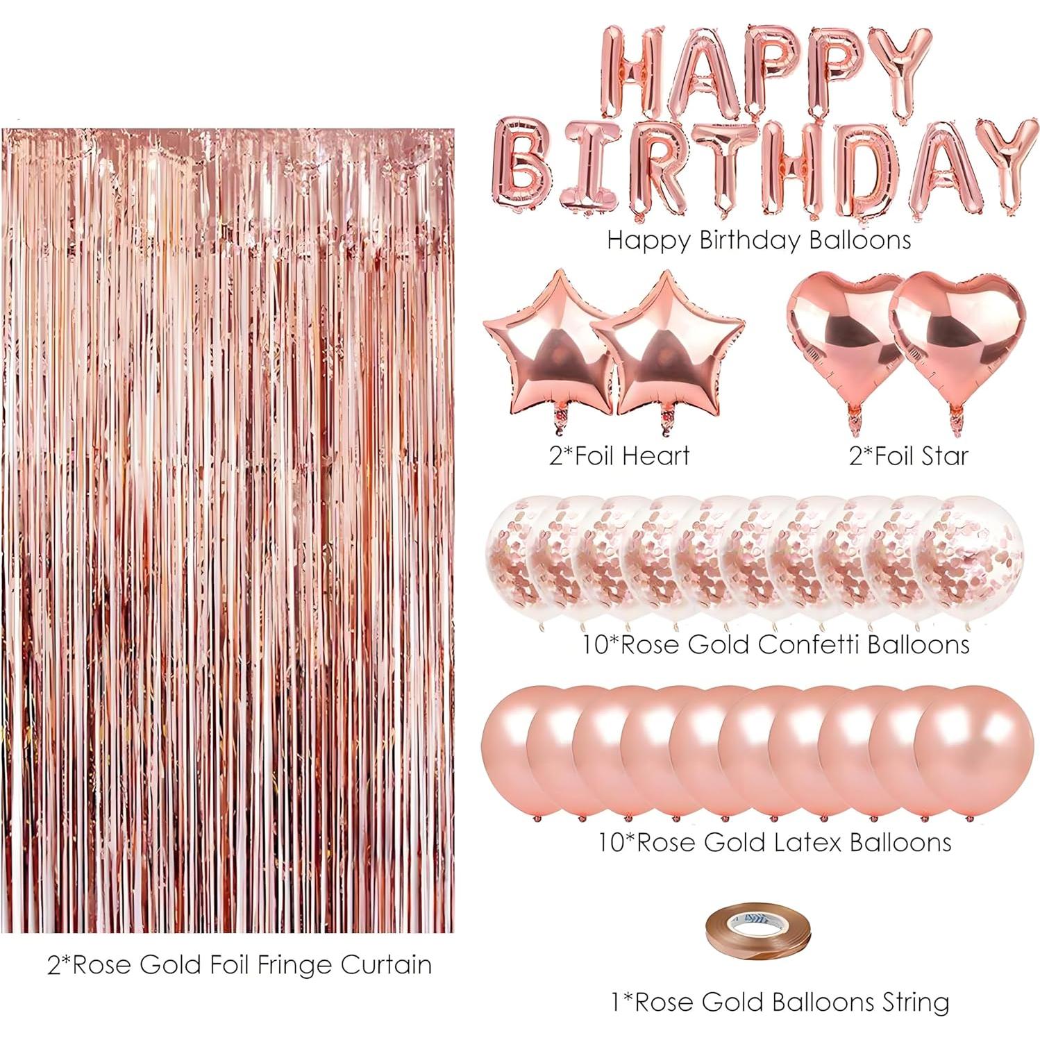 Decoración de Cumpleaños Rosa Dorado Marisylva - Globos y Banner