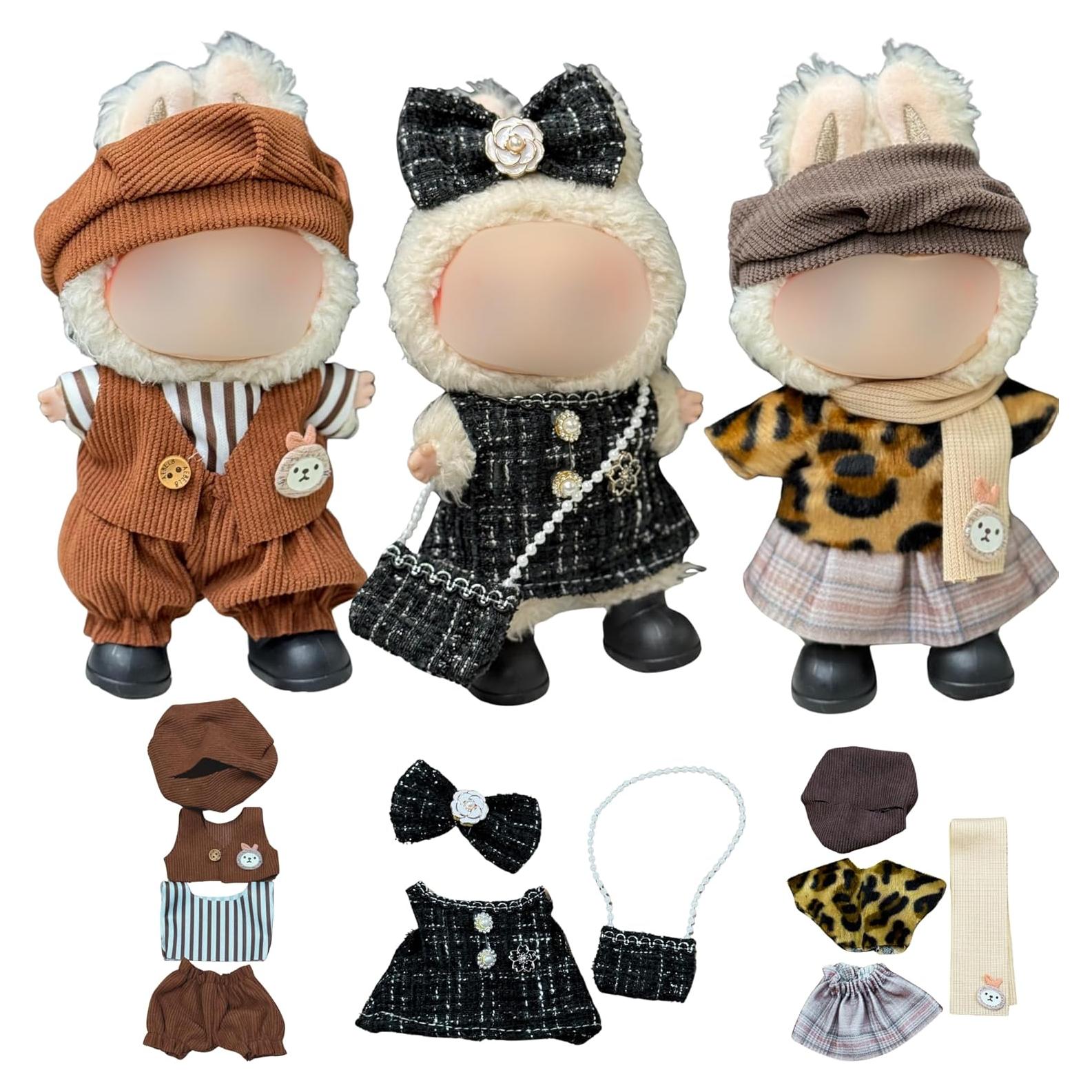3 Conjuntos de Ropa para Muñecas Labubu 15-17 cm - Estilo Variado