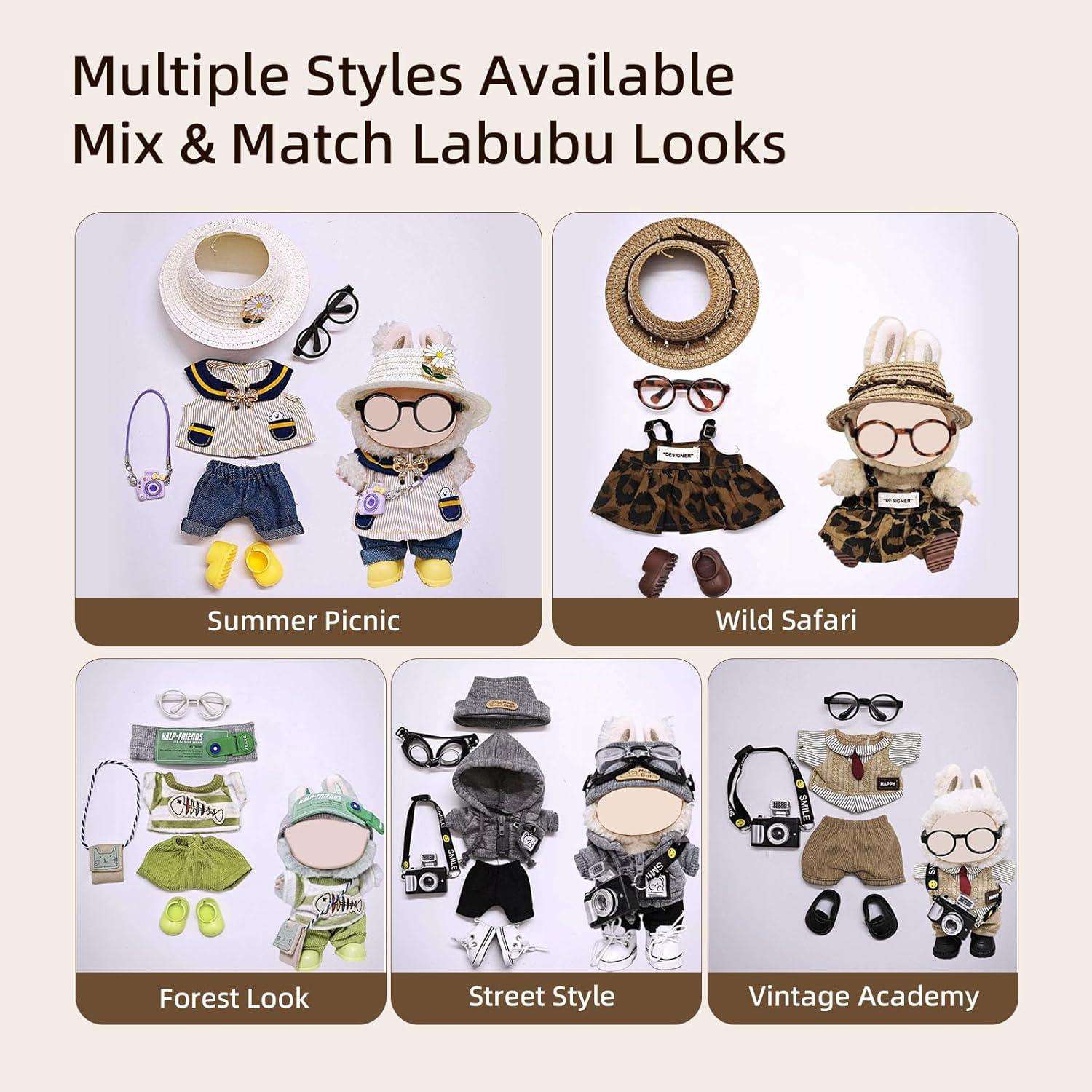 Conjunto de Ropa Elegante para Muñeca Conejo 17cm - 6 Piezas