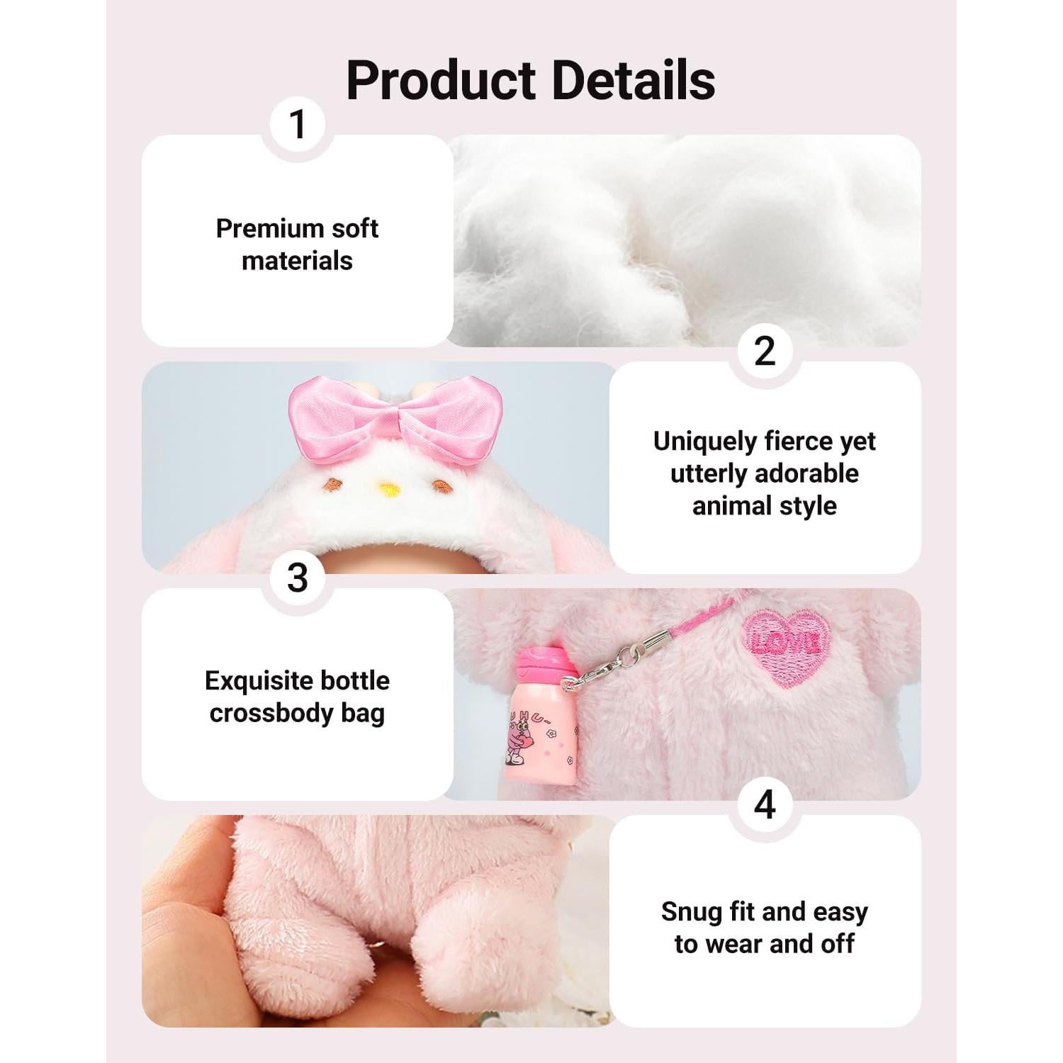 Conjunto Ropa de Muñeca 15-17cm Ariker Mono Conejo Rosa