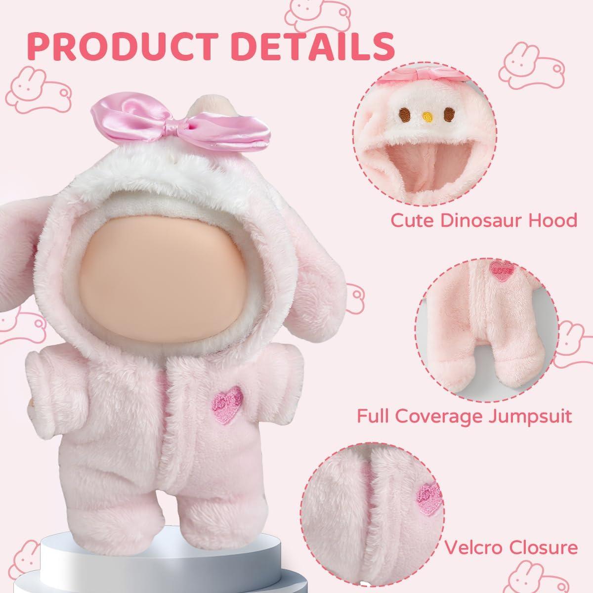 Conjunto de Ropa de Muñeca 17cm Labubu Estilo 5 Conejo Rosa