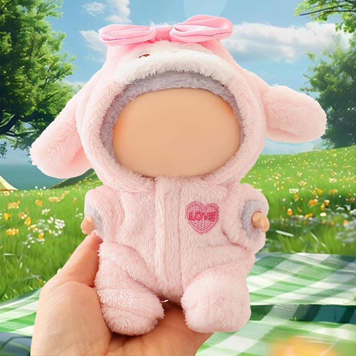 Conjunto de Ropa de Muñeca 17cm Labubu Estilo 5 Conejo Rosa