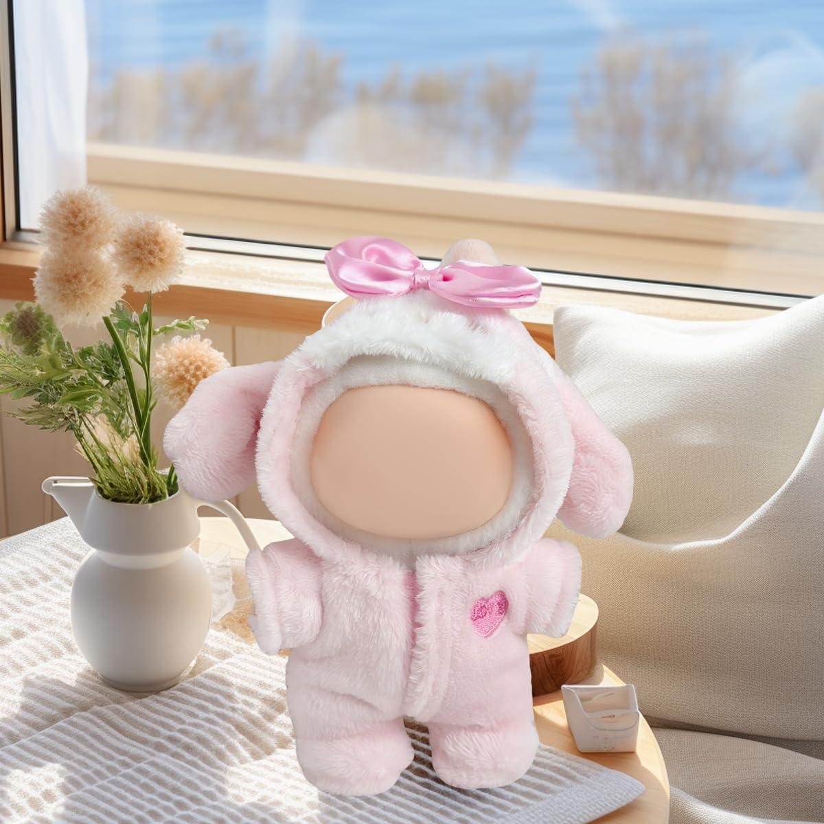 Conjunto de Ropa de Muñeca 17cm Labubu Estilo 5 Conejo Rosa