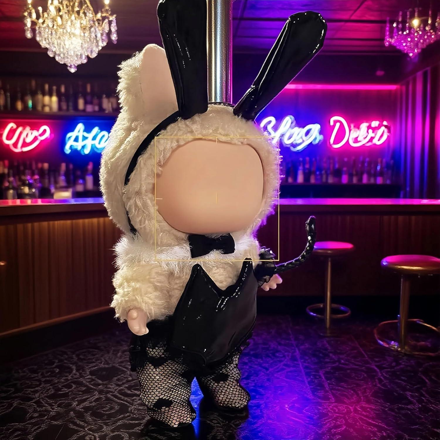 Conjunto de Ropa para Muñecas 17cm VVQUI - Diadema Conejo, Falda Cuero