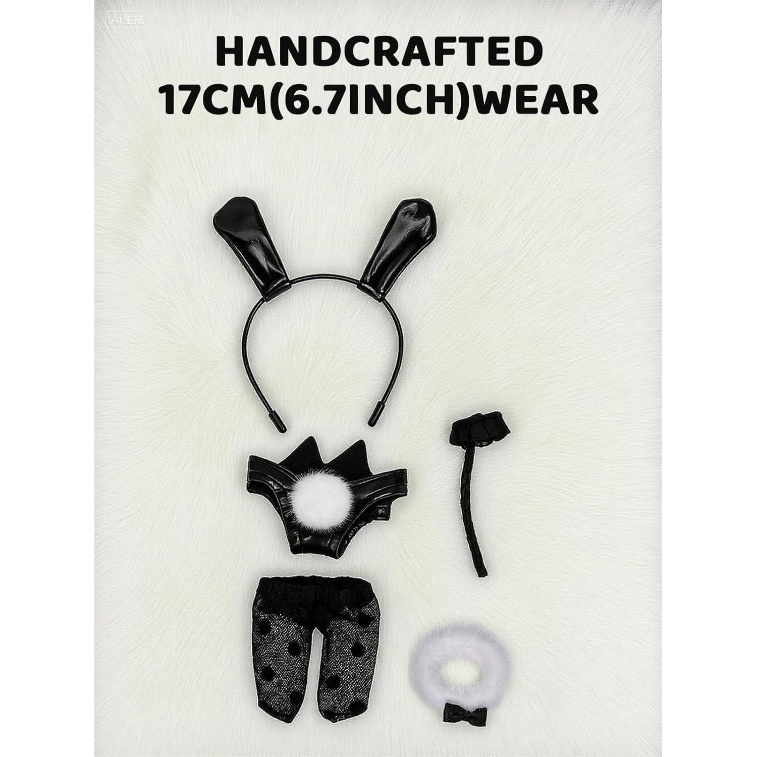 Conjunto de Ropa para Muñecas 17cm VVQUI - Diadema Conejo, Falda Cuero