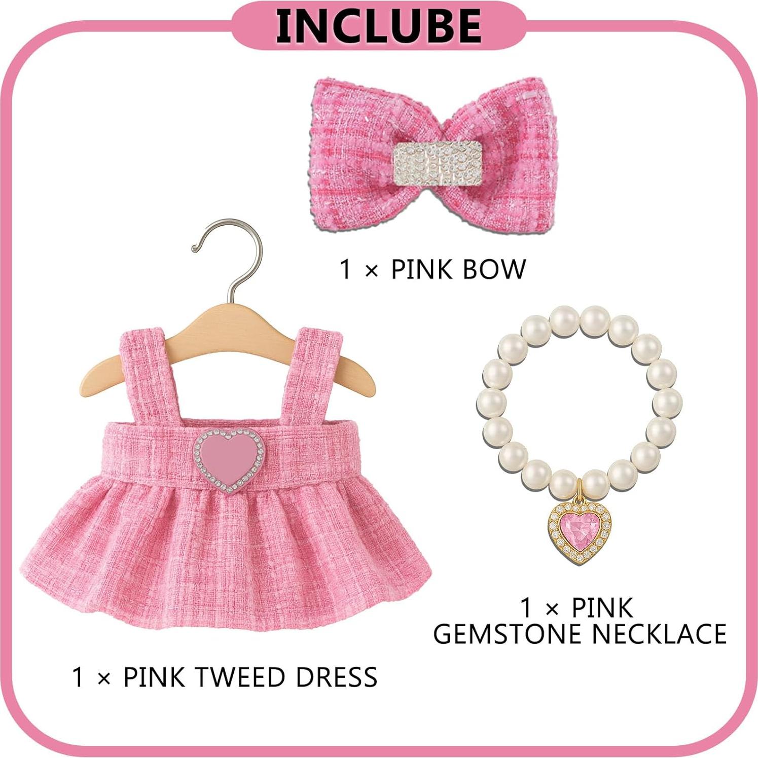 Conjunto de Ropa de Muñeca Rosa Hecho a Mano 17 cm Genovega