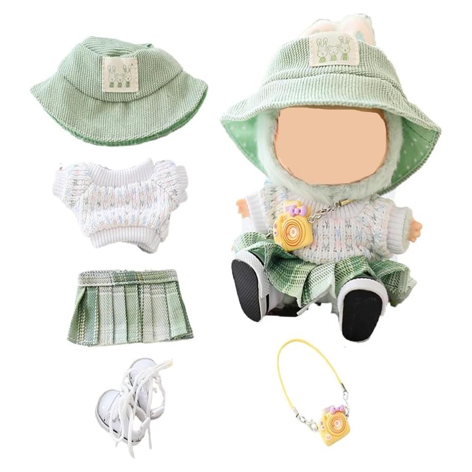 Conjunto de Ropa para Muñeca Labubu 5 Piezas Verde 15-17 cm