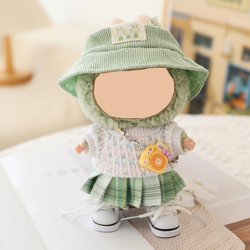 Conjunto de Ropa para Muñeca Labubu 5 Piezas Verde 15-17 cm