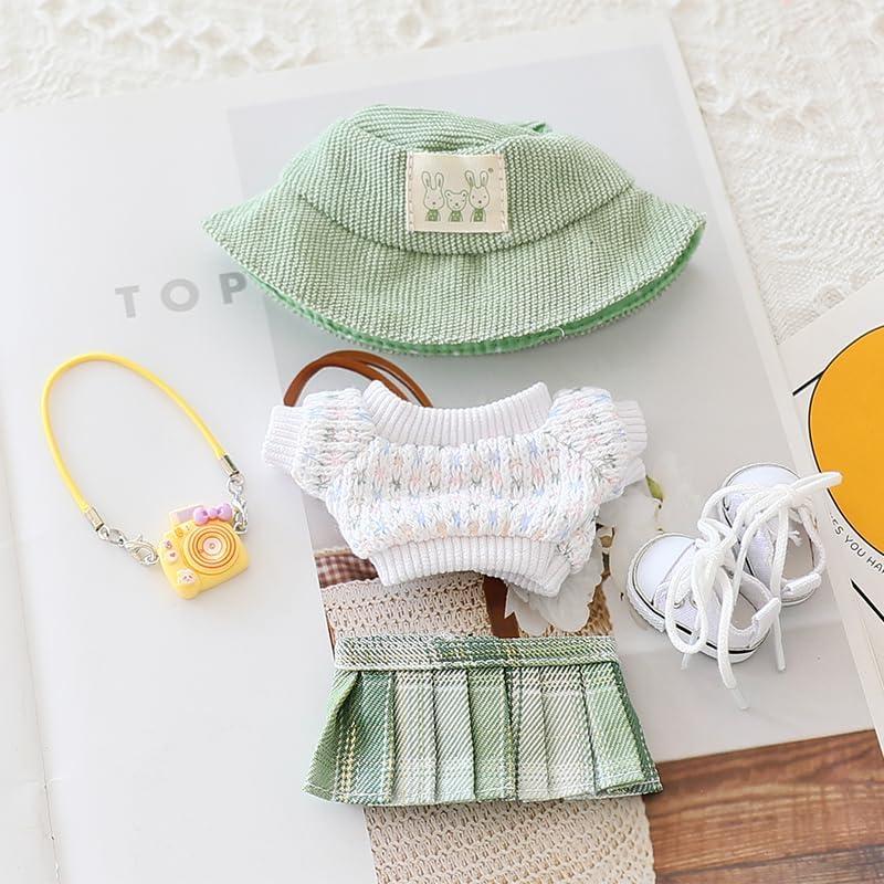 Conjunto de Ropa para Muñeca Labubu 5 Piezas Verde 15-17 cm