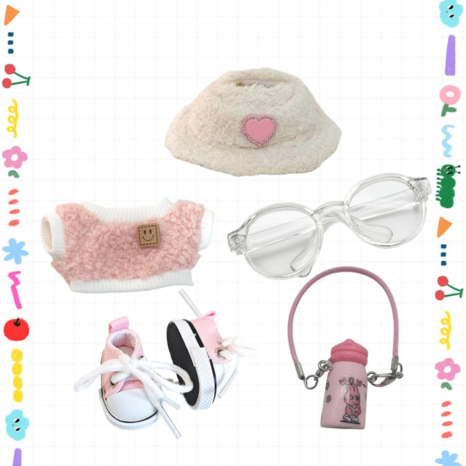Conjunto de Ropa para Muñecas Labubu 17cm - 5 Piezas Rosa