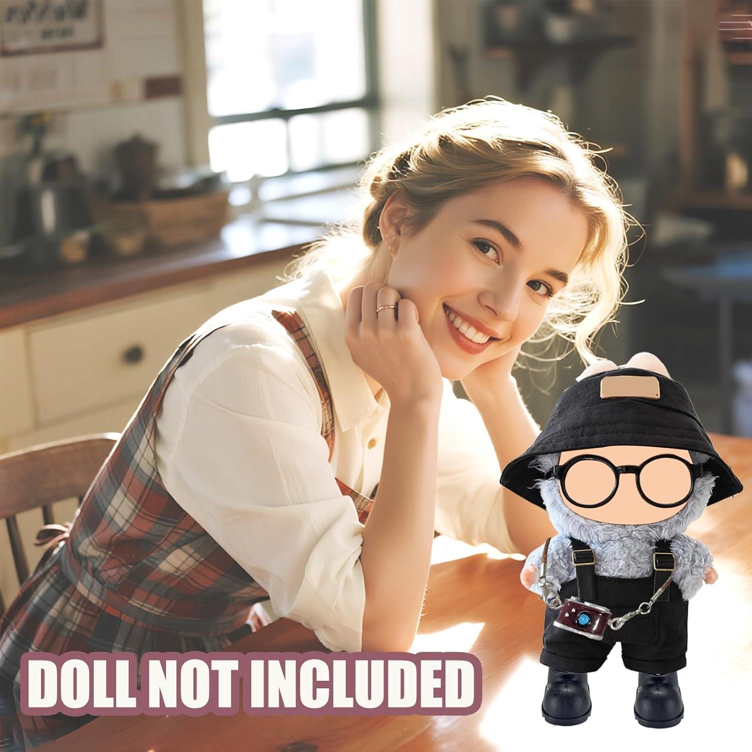 Conjunto de Overoles de Lona y Sombrero Labubu 17cm