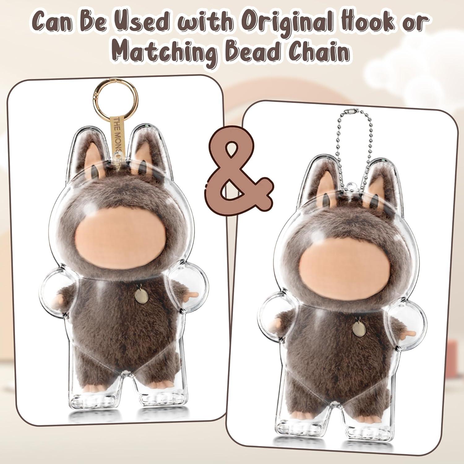 Llave de bolsa transparente LABUBU para muñeca de peluche