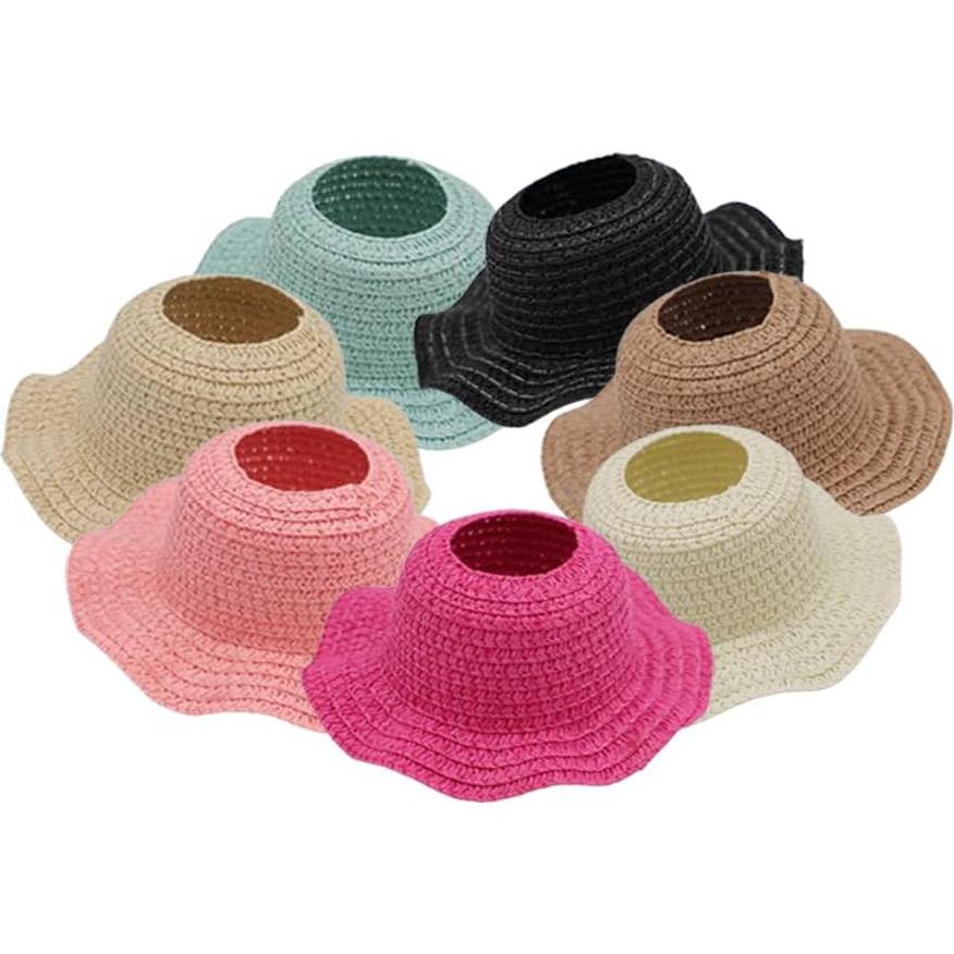 3PCS Wavy Style Colorful Hat Accessories for Labubu Doll Doll – for 17cm Vinyl Dolls – Natural Straw, 13cm Outer, 7cm Inner Diameter – Fits Blind Box & 2nd Gen Dolls (Set 3)