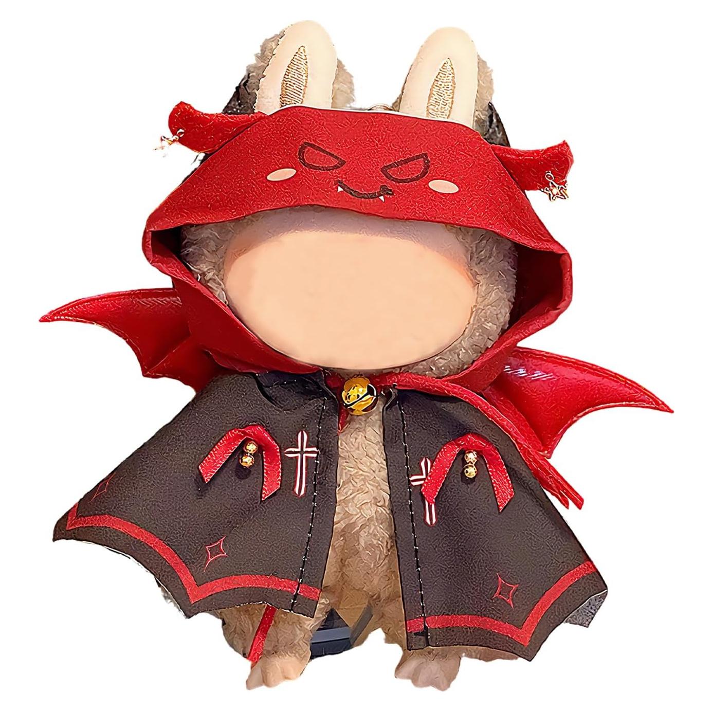 Doll Clothes for Labubu, Halloween Doll Accessories for 15-17cm Dolls, Goth Little Devil Outfit and Wings for Labubu, Realistic Dolls Designer Clothes Accessories