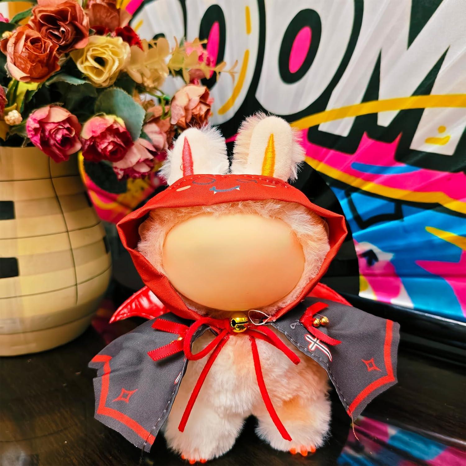 Doll Clothes for Labubu, Halloween Doll Accessories for 15-17cm Dolls, Goth Little Devil Outfit and Wings for Labubu, Realistic Dolls Designer Clothes Accessories