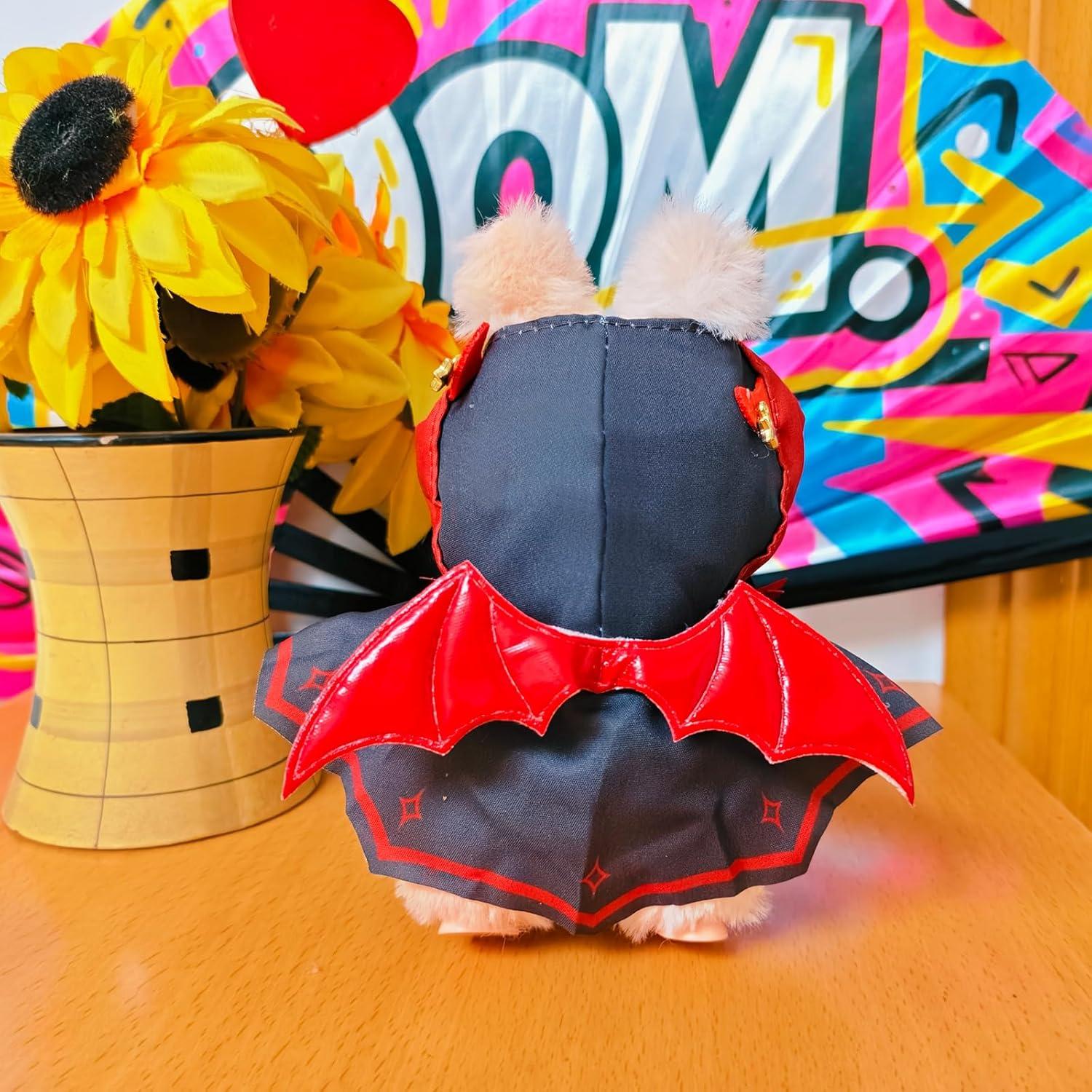 Doll Clothes for Labubu, Halloween Doll Accessories for 15-17cm Dolls, Goth Little Devil Outfit and Wings for Labubu, Realistic Dolls Designer Clothes Accessories