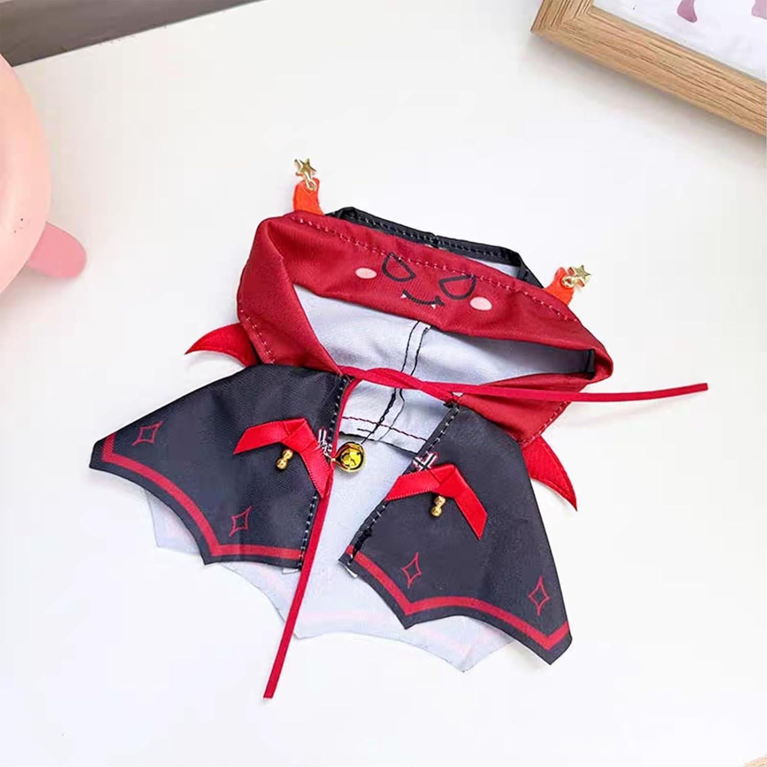 Doll Clothes for Labubu, Halloween Doll Accessories for 15-17cm Dolls, Goth Little Devil Outfit and Wings for Labubu, Realistic Dolls Designer Clothes Accessories