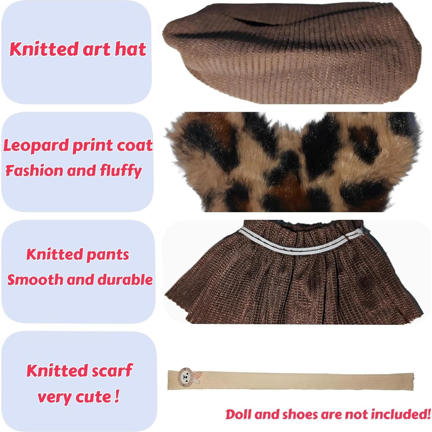 Conjunto de Ropa para Muñeca Labubu Estampado Leopardo 17cm