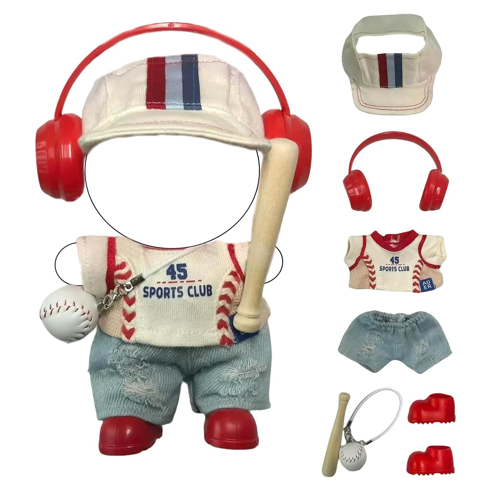 Conjunto de béisbol Labubu 7 piezas para muñecas 15-17cm