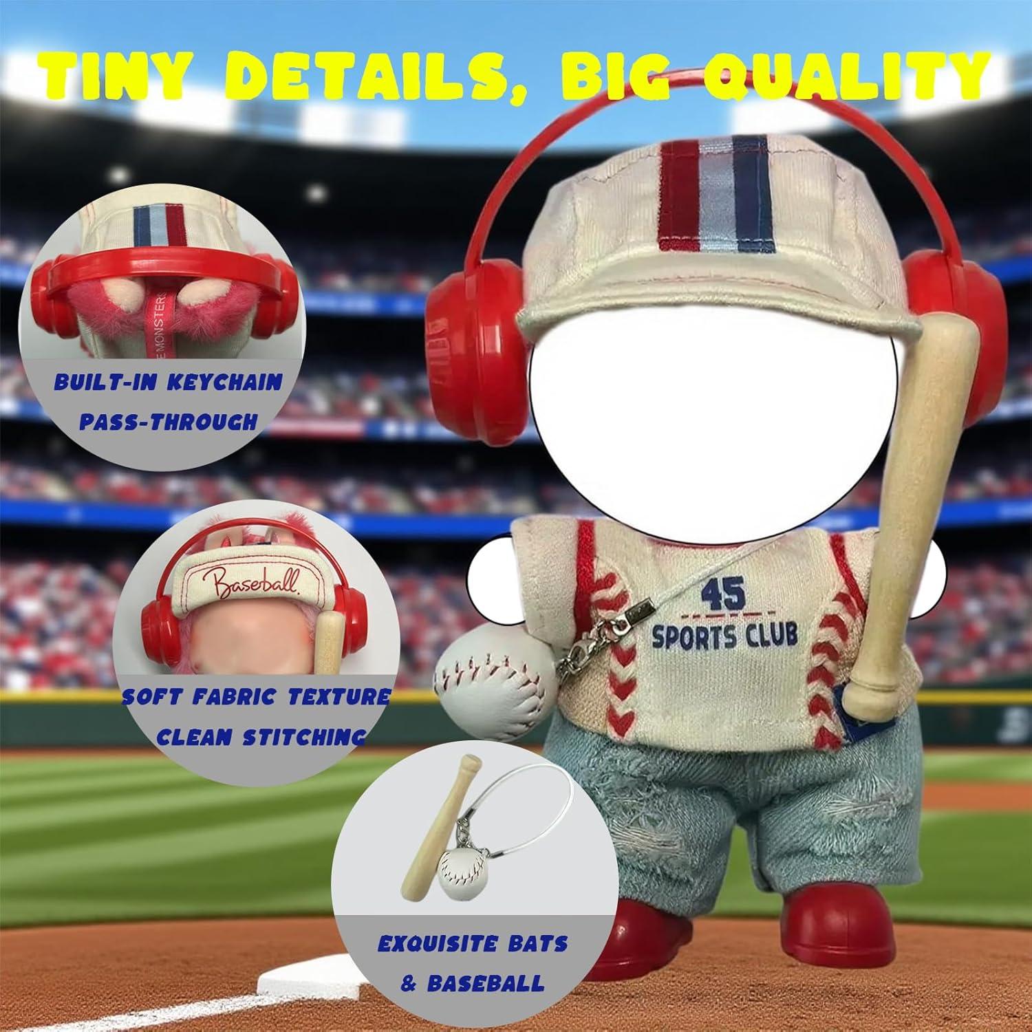 Conjunto de béisbol Labubu 7 piezas para muñecas 15-17cm