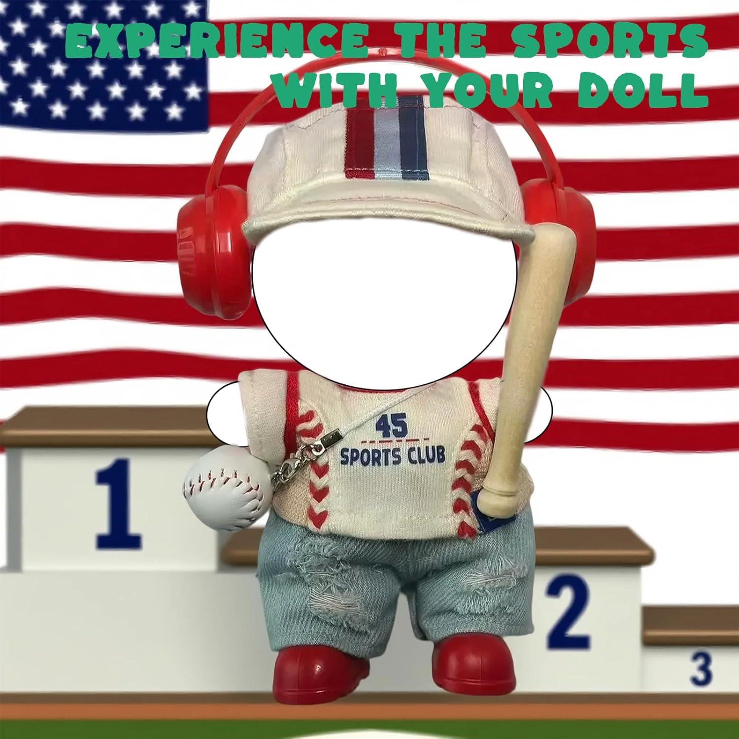 Conjunto de béisbol Labubu 7 piezas para muñecas 15-17cm