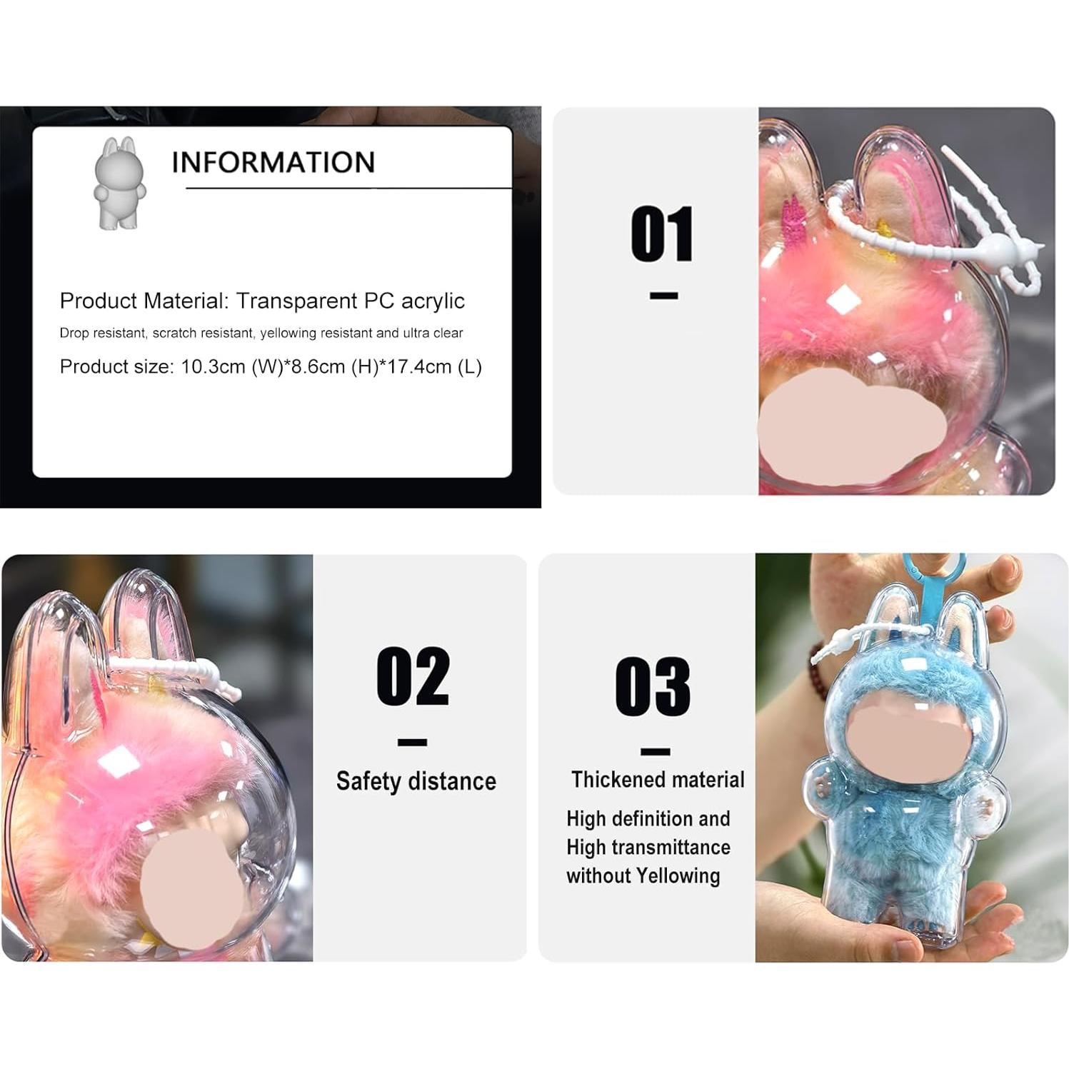 Funda Protectora LABUBU Macaron Emocionante Acrílico 17x10x8cm