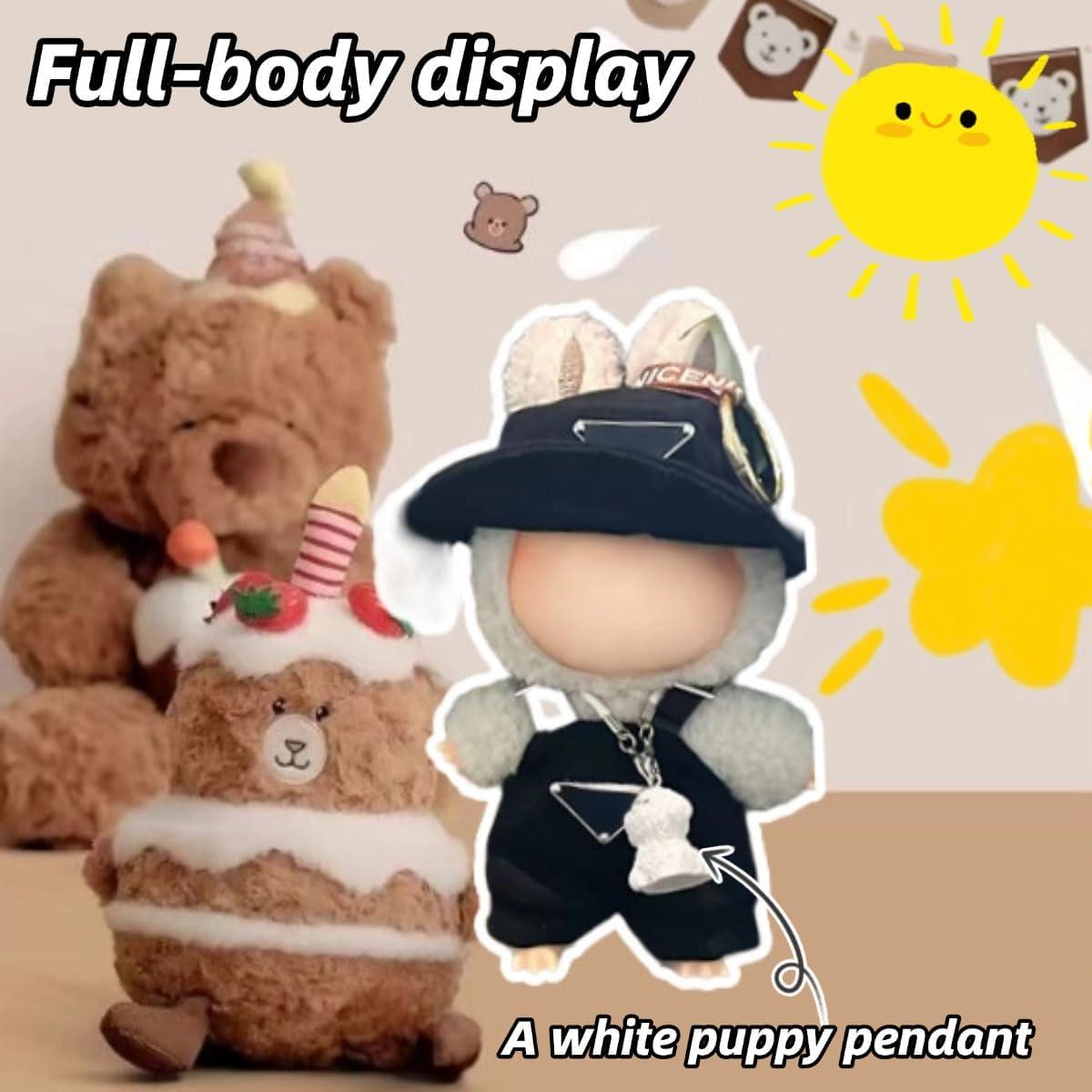 Conjunto de Ropa para Muñecas Labubu 15/17cm - Sombrero y Overoles Negros