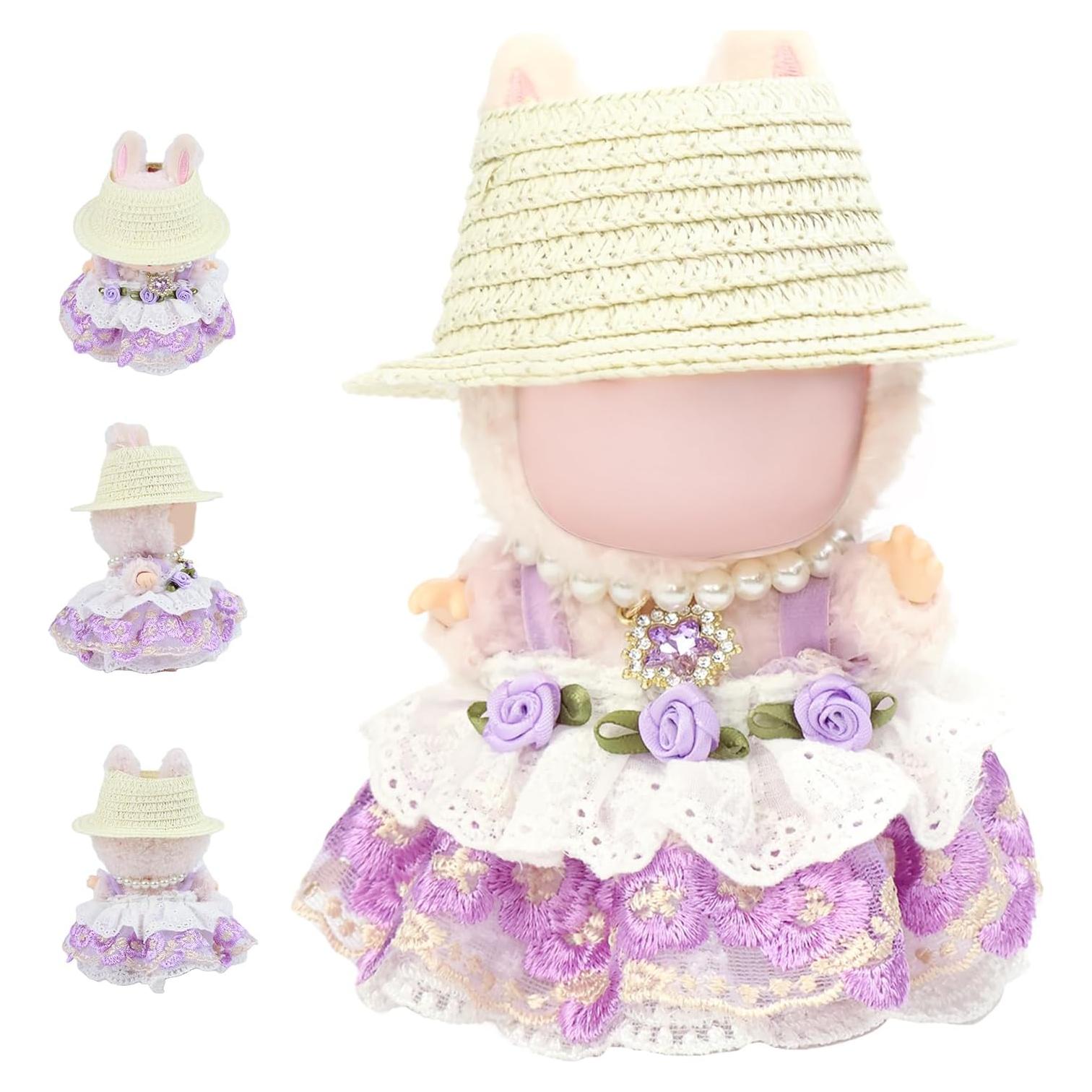 Conjunto de Ropa para Muñecas HiOKOU 3 Piezas Encaje Lavanda