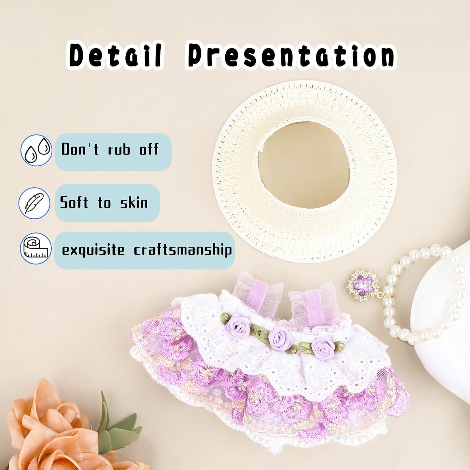 Conjunto de Ropa para Muñecas HiOKOU 3 Piezas Encaje Lavanda