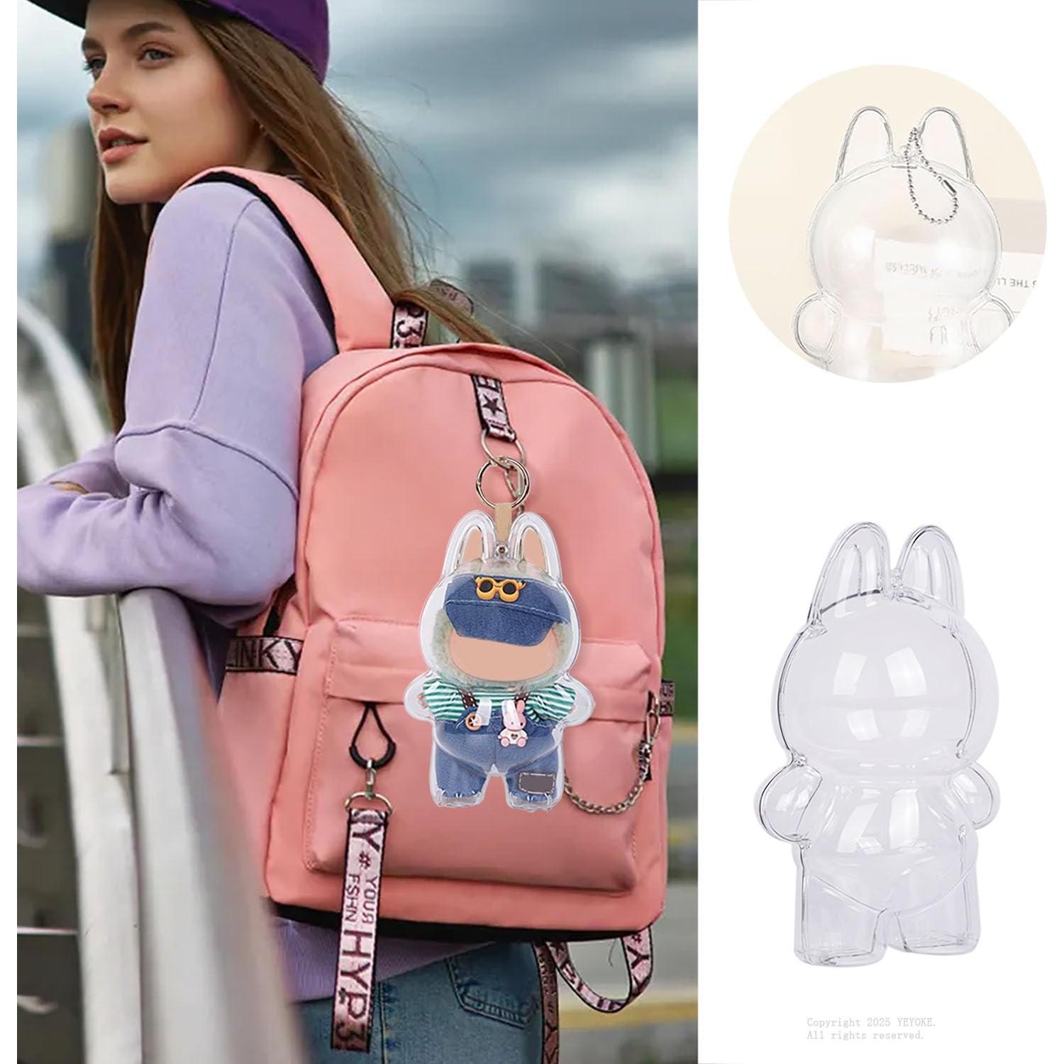 Funda Protectora LABUBU - Caja Acrílica 9x9x18cm con Llavero