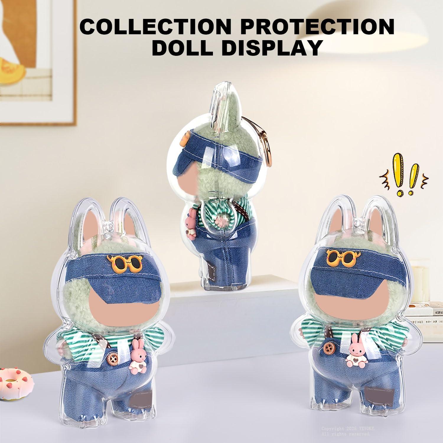 Funda Protectora LABUBU - Caja Acrílica 9x9x18cm con Llavero