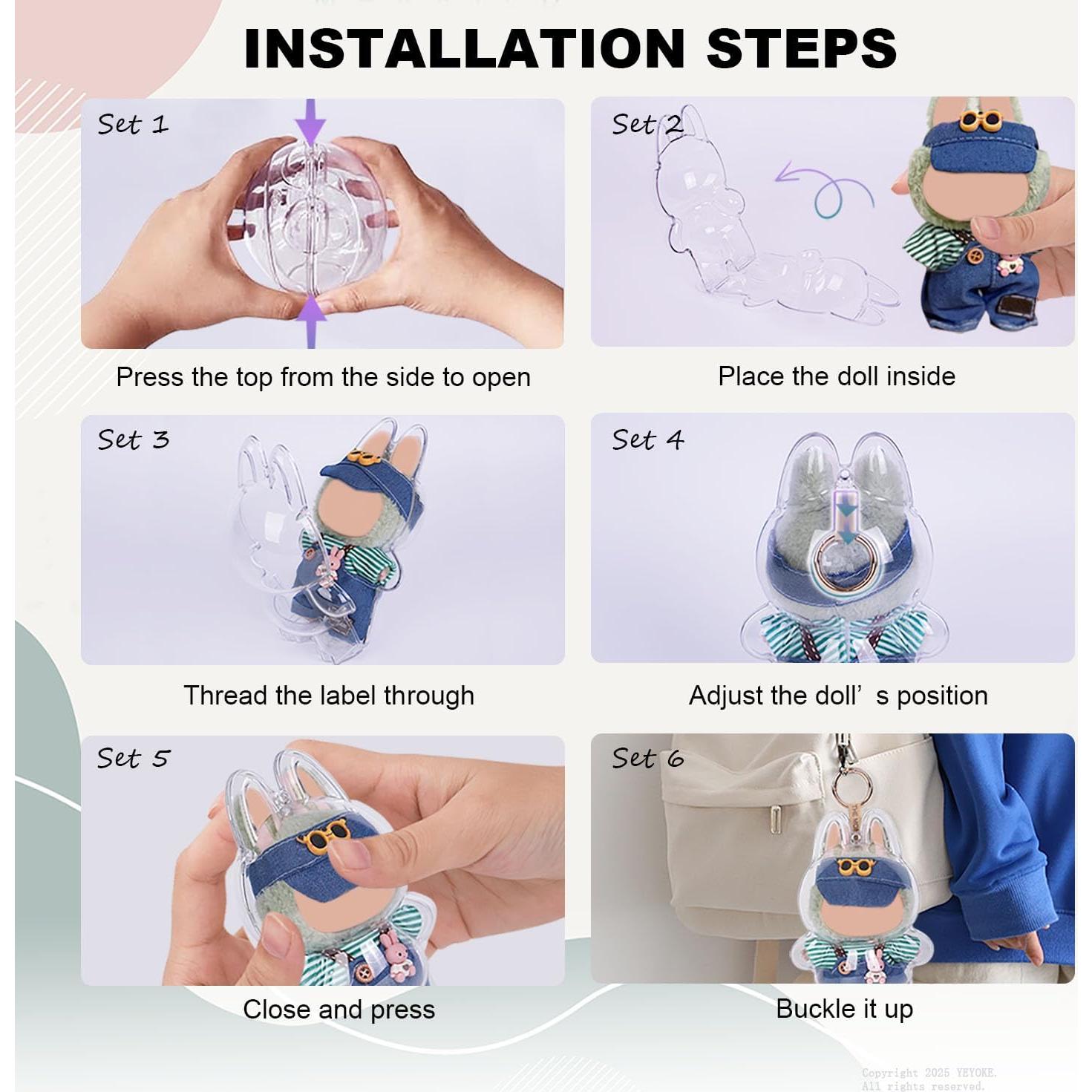 Funda Protectora LABUBU - Caja Acrílica 9x9x18cm con Llavero