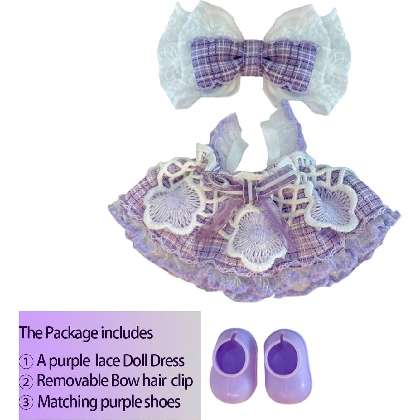 Conjunto de Ropa para Muñeca Brimaney 17cm - Princesa Púrpura 3pcs