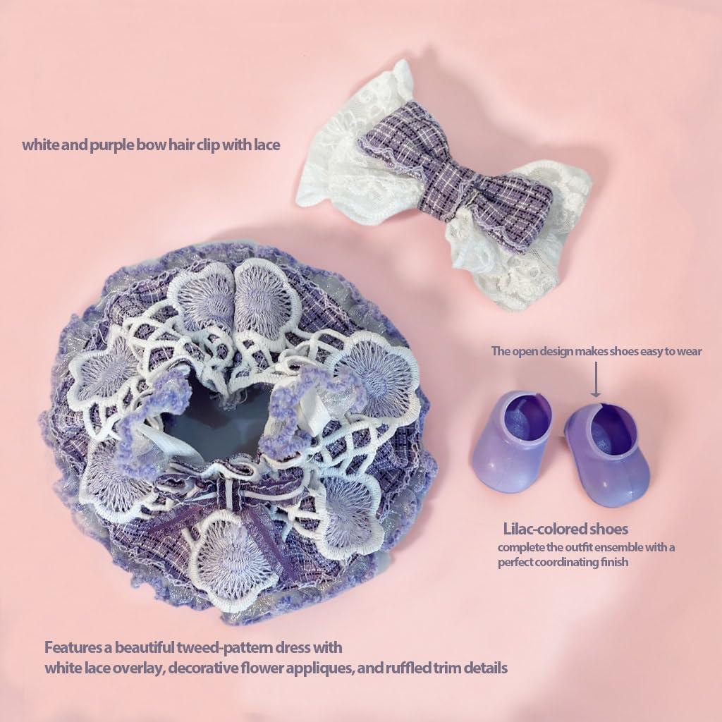 Conjunto de Ropa para Muñeca Brimaney 17cm - Princesa Púrpura 3pcs