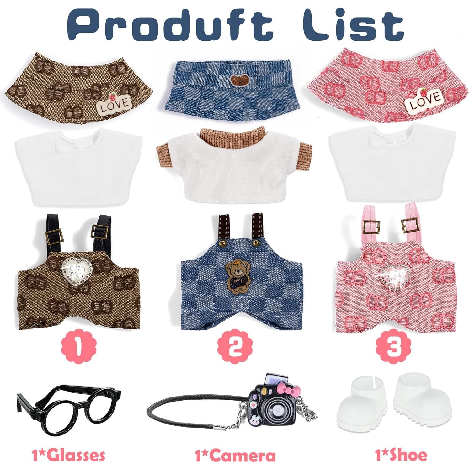 Conjunto de Ropa de Muñeca iBayda 17cm - 3 Sombreros, Tops, Monos, Accesorios