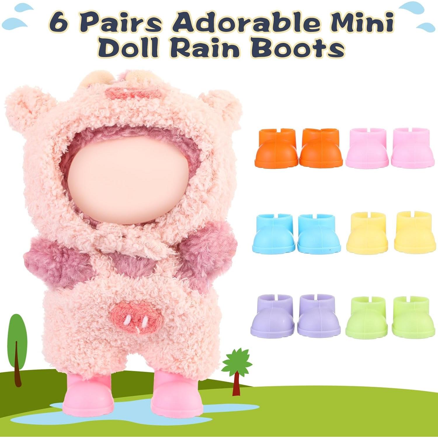 6 Pares de Botas de Lluvia para Muñeca Shyyween Multicolor